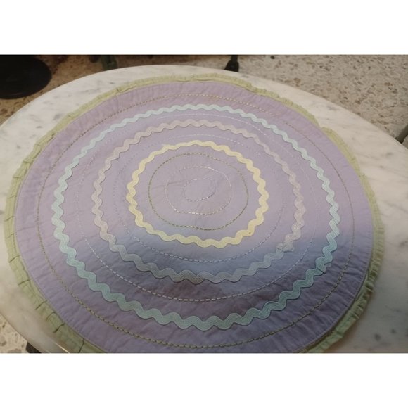 Dollies 5 Round About 15" Across Cotton Rick  Rack Purple Green Pretty Stitching - Picture 1 of 3